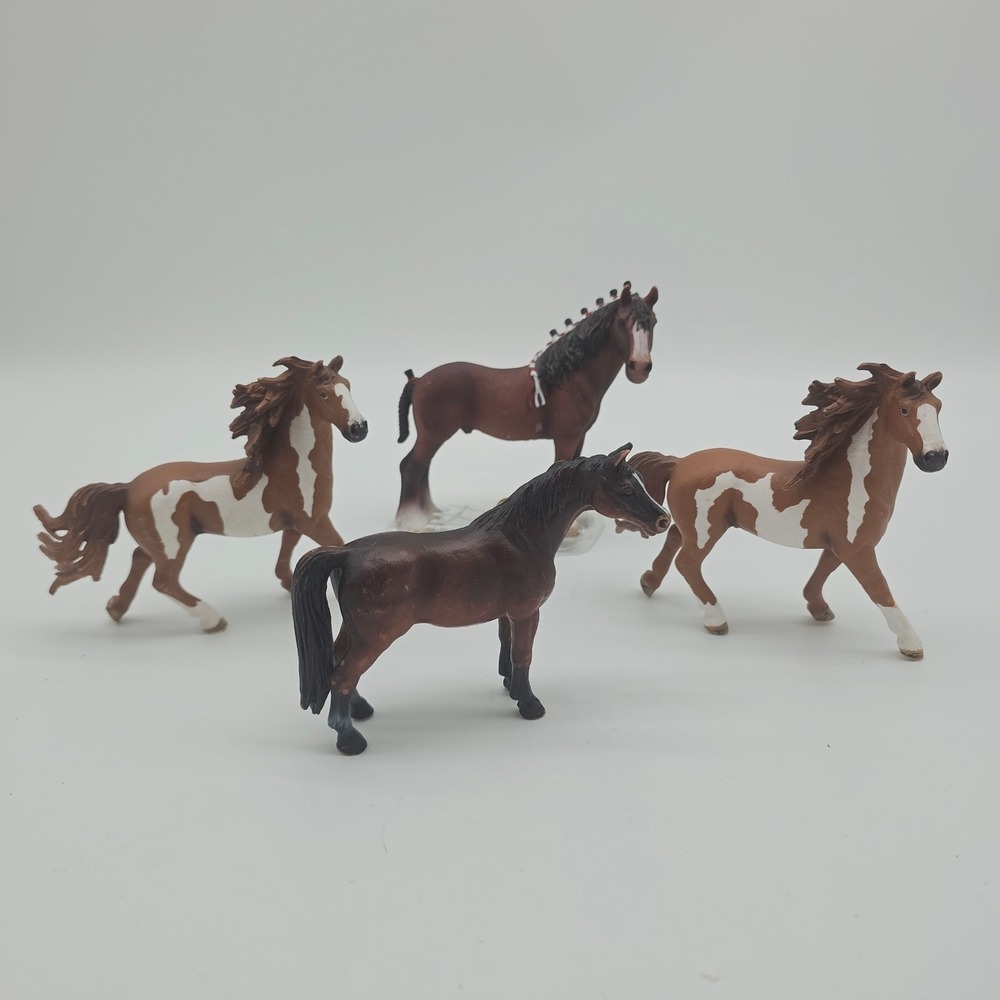Schleich Horses 4 pack-‎ one new- Arabian 2000, 2 Pinto Stallions, Clydesdale